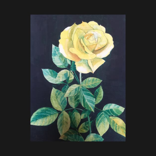 Yellow Rose watercolour painting by esvb