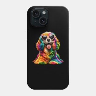 Rainbow Cute Dog Wearing Glasses Heart Puppy Love Dog Funny Phone Case