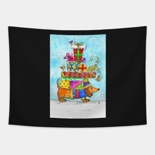 Dachshund Merry Christmas Tapestry