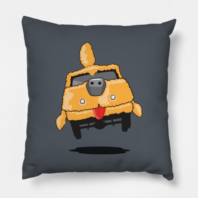 Mutts Cuts Shag Wagon Pillow by DeepFriedArt