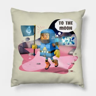 Blue spacesuit to the moon. Neo Pillow