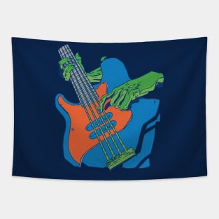 Zombie Playing Bass Guitar Tapestry