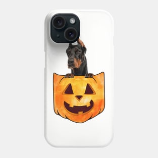 Dobermann Dog In Pumpkin Pocket Halloween Phone Case