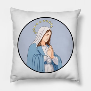 Virgin Mary Pray Circle Pillow