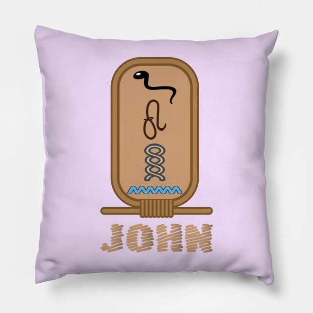 JOHN-American names in hieroglyphic letters-JOHN, name in a Pharaonic Khartouch-Hieroglyphic pharaonic names Pillow by egygraphics