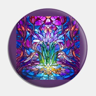 Stained Glass Orchid Flower Pin