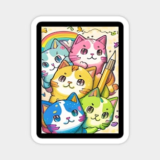 Cute Rainbow Cat Crayon - Funny Cats Magnet