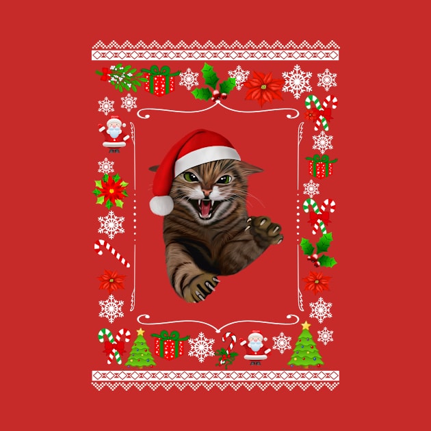 Christmas gifts for cat lovers Ugly xmas Angry Cat Sweater by AwesomePrintableArt