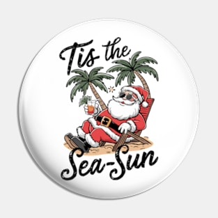 Tis the Sea-Sun Beach Santa Christmas Pin