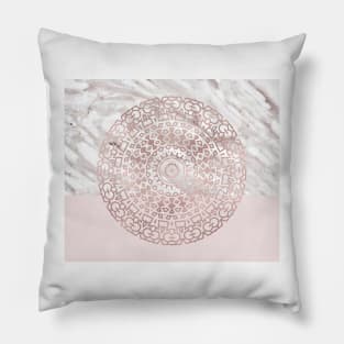 Rose gold mandala - blush pink & marble Pillow