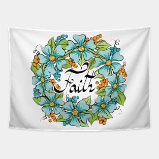 Faith Floral Wreath Art Tapestry