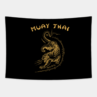 Muay Thai Tiger Sak Yant Tattoo Kickboxing Thailand Tapestry