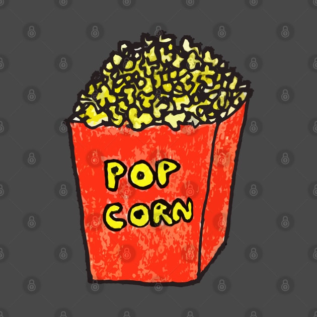 Hand drawn popcorn love food by WatercolorFun