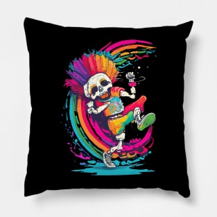 Dancing Skeleton Rainbow Pillow