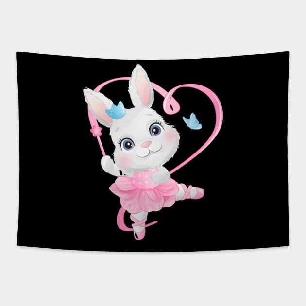 Cute little bunny with ballerina Tapestry by zwestshops