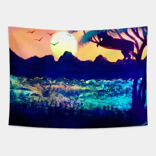 A Night in Africa Tapestry by Edwardtiptonart