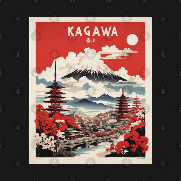 Kagawa Japan Travel Vintage Tourism Poster by TravelersGems