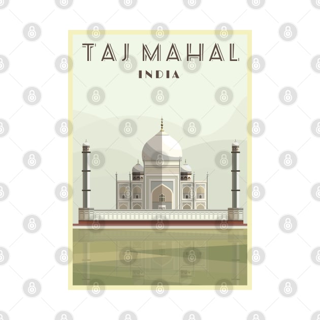 Taj Mahal, India - Vintage Travel Poster by AtifSlm