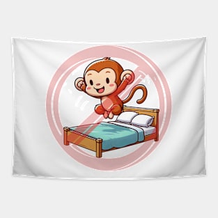 No Jumping On The Bed Monkey Tapestry