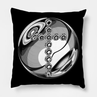 Black and White Cross in Glass Ball Pillow