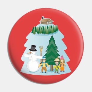 Children in the snow Pin