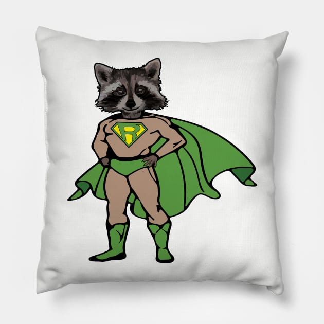 Super Raccoon Pillow by sketchpets