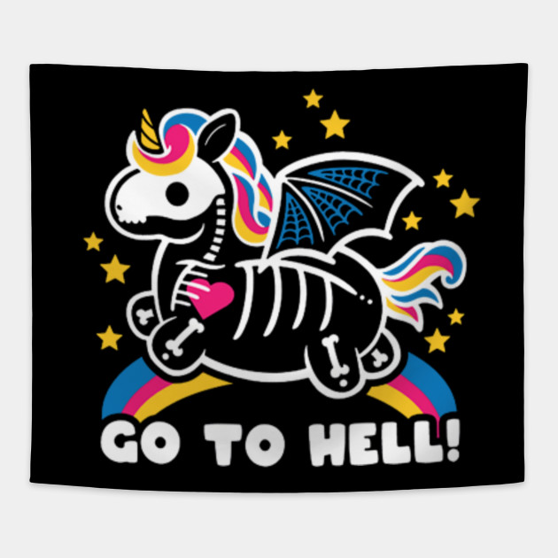 Unicorn Rainbow Go To Hell Unicorn Rainbow Go To Hell Tapestry