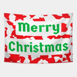 Merry Christmas Red and White Peppermint Candy Cane with Green Letters Tapestry