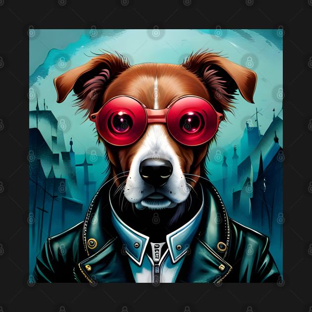 Dog in Leather Jacket and Sunglasses by Orange '84