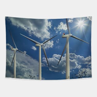 3 Wind Turbines Tapestry