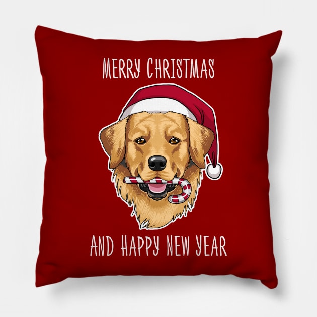 Merry Xmas for golden retriever lover Pillow by ZlaGo