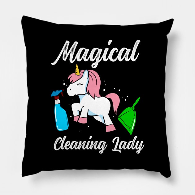 Unicorn cleaning lady Pillow by maxcode