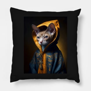 Royal Portrait of a Cornish Rex Cat Pillow