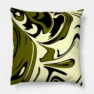 Olive Cream Liquid Abstract Art Pillow