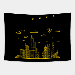 The Scene (Slateless) Chicago Skyline Tapestry