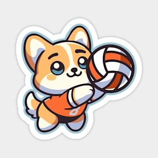 Cute Corgi Volleyball Player Magnet