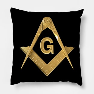 Gold Square & Compass Masonic Freemason Pillow