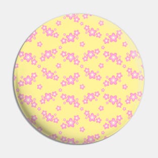 Cherry Blossom Sakura Flower Clusters Pattern in Yellow Background Pin