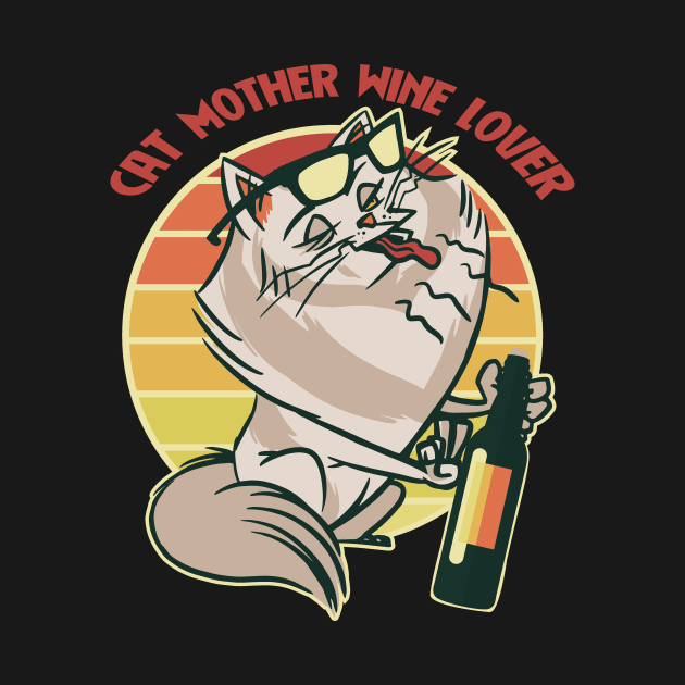 Cat Mother Wine Lover Funny by deificusArt