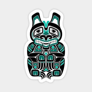 Teal Blue and Black Haida Spirit Bear Magnet