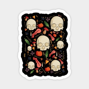 Skulls, leaves and mushrooms Magnet