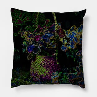 Black Panther Art - Flower Bouquet with Glowing Edges 9 Pillow