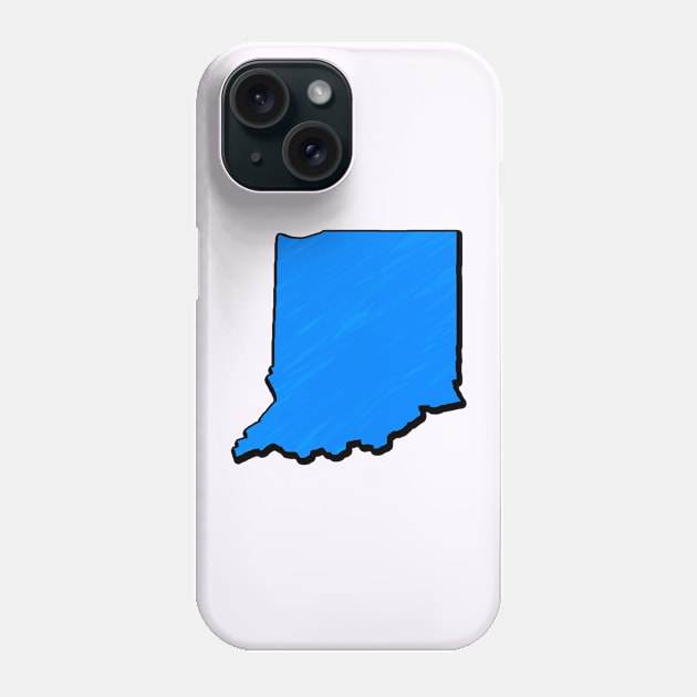 Bright Blue Indiana Outline Phone Case by Mookle