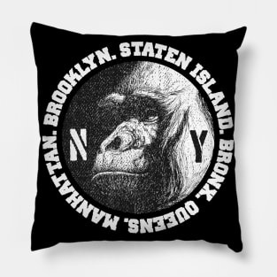 Brooklyn, Staten Island, Bronx, Queens, Manhattan, The Five Boroughs New York Gorilla. Pillow