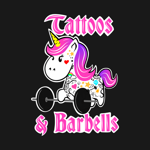 barbell unicorn, tattooed and strong, girls who lift, gym girl by TimAddisonArt