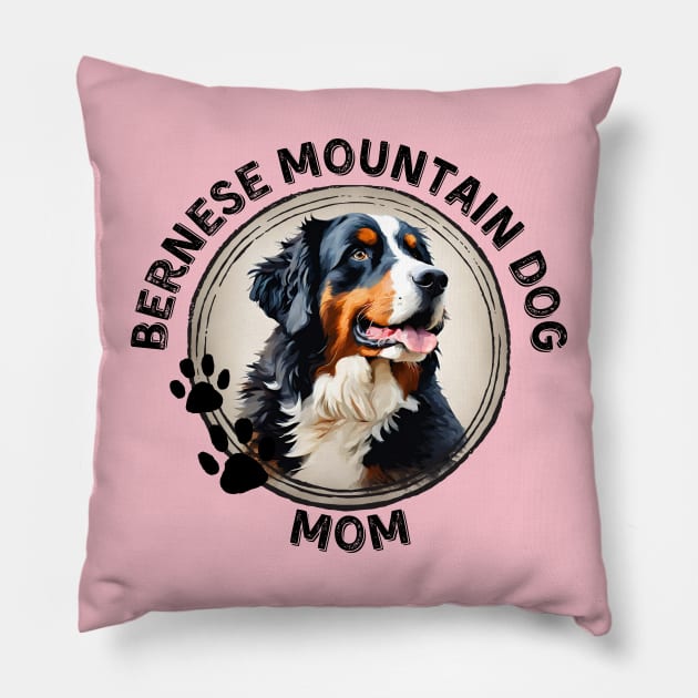 Bernese Mountain Dog Berner Mom Dog Breed Portrait Pillow by PoliticalBabes
