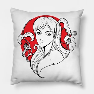 Manga Red Sun Girl #1 Pillow