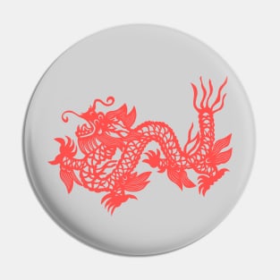 Traditional Papercut Dragon Red Pin