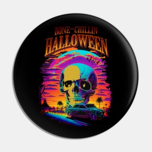 Bone Chillin Halloween Scary Skull Car Spooky Skeleton Horror Haunted House Pin