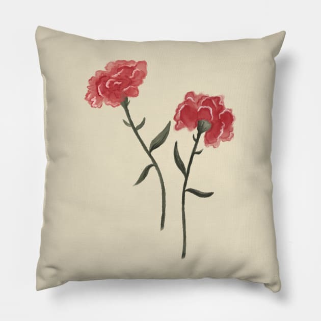 January Birth Flower - Red Carnation Pillow by mckhowdesign